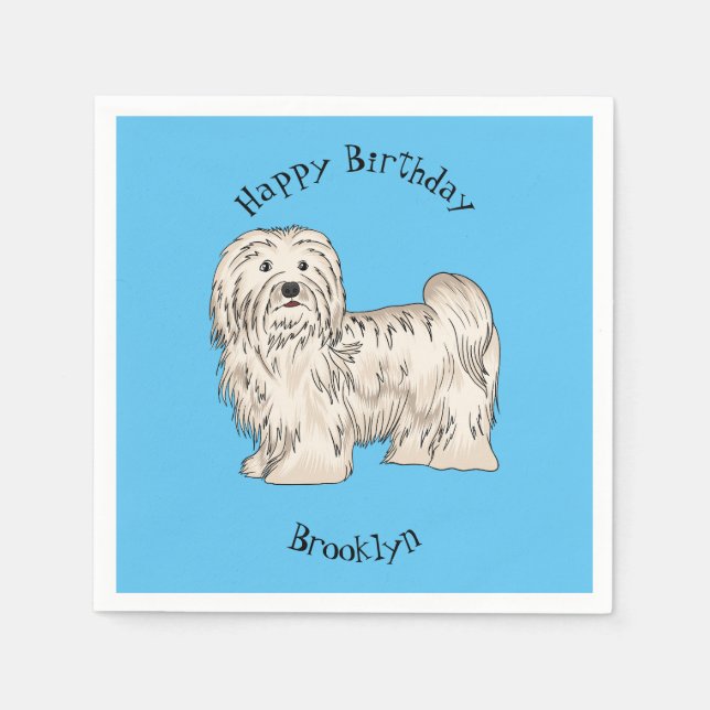 Havanese dog cartoon illustration napkins (Front)
