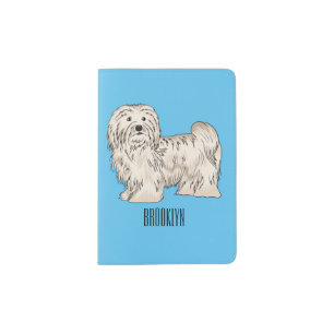 Havanese dog cartoon illustration passport holder