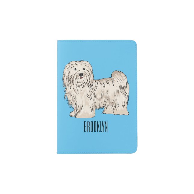 Havanese dog cartoon illustration passport holder (Front)