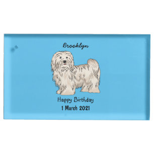 Havanese dog cartoon illustration place card holder
