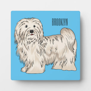 Havanese dog cartoon illustration plaque