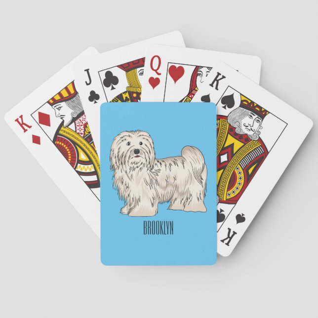 Havanese dog cartoon illustration poker cards (Back)
