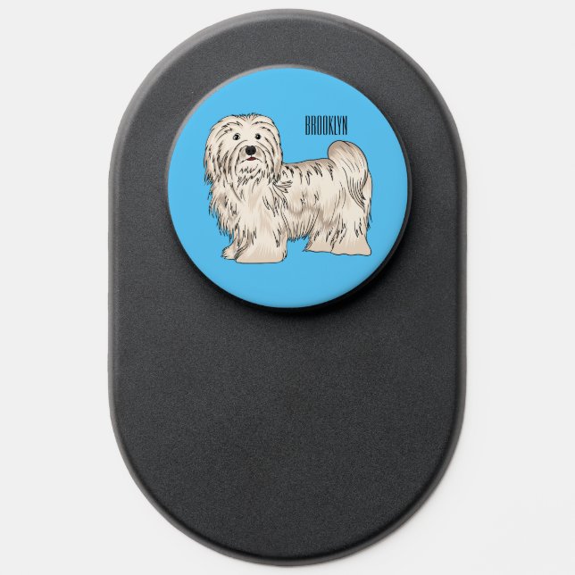 Havanese dog cartoon illustration PopSocket (Popsocket)