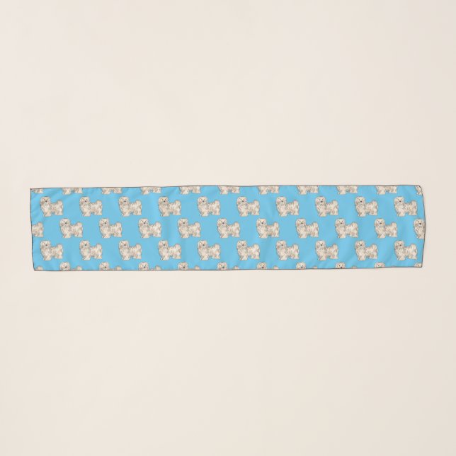Havanese dog cartoon illustration scarf (Front (Horizontal))