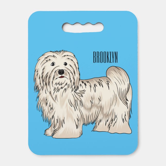 Havanese dog cartoon illustration seat cushion (Front Vertical)