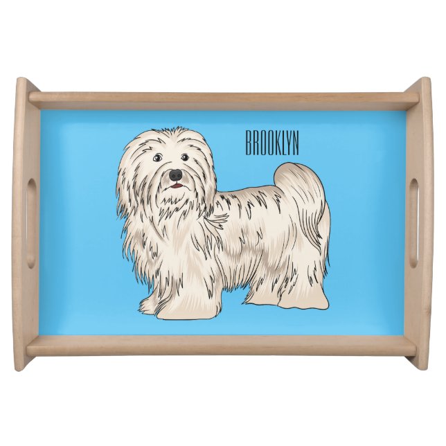 Havanese dog cartoon illustration serving tray (Front)