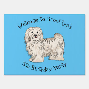 Havanese dog cartoon illustration sign