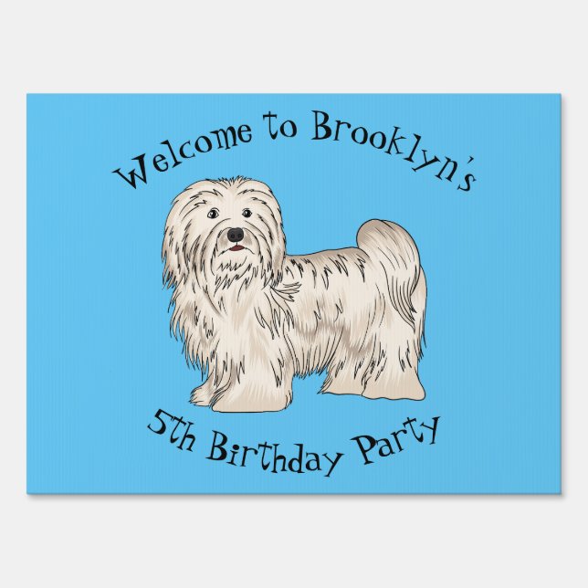 Havanese dog cartoon illustration sign (Front)