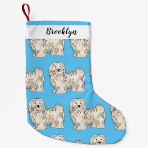 Havanese dog cartoon illustration small christmas stocking