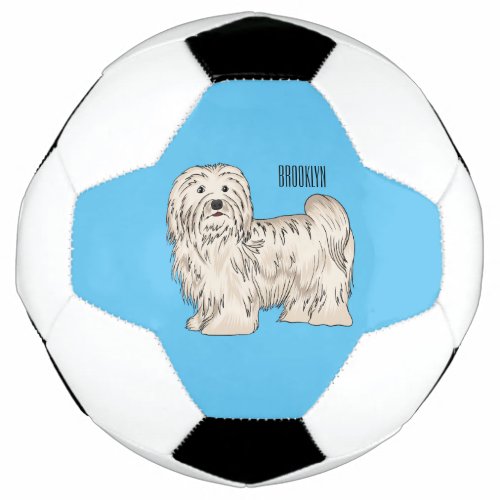 Havanese dog cartoon illustration soccer ball