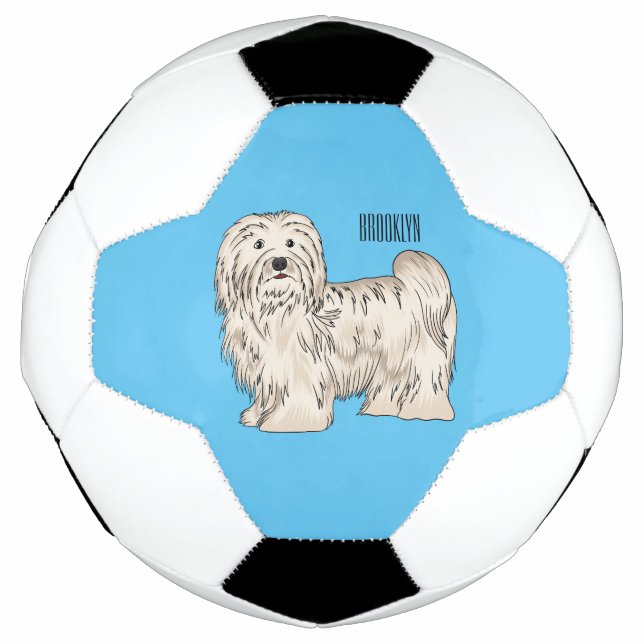 Havanese dog cartoon illustration soccer ball (Front)