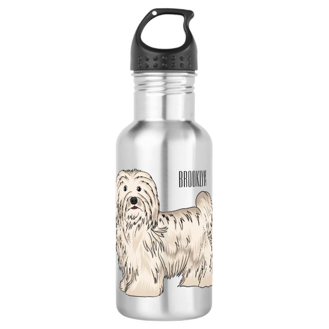 Havanese dog cartoon illustration stainless steel water bottle (Front)