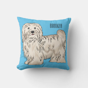 Havanese dog cartoon illustration throw pillow