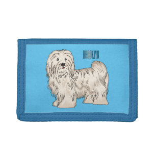 Havanese dog cartoon illustration tri-fold wallet