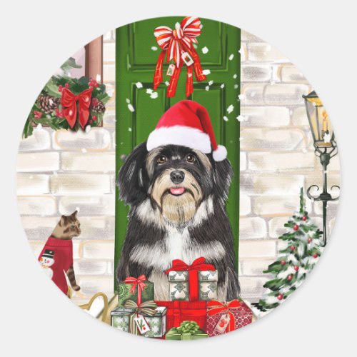 Havanese Dog Christmas   Classic Round Sticker