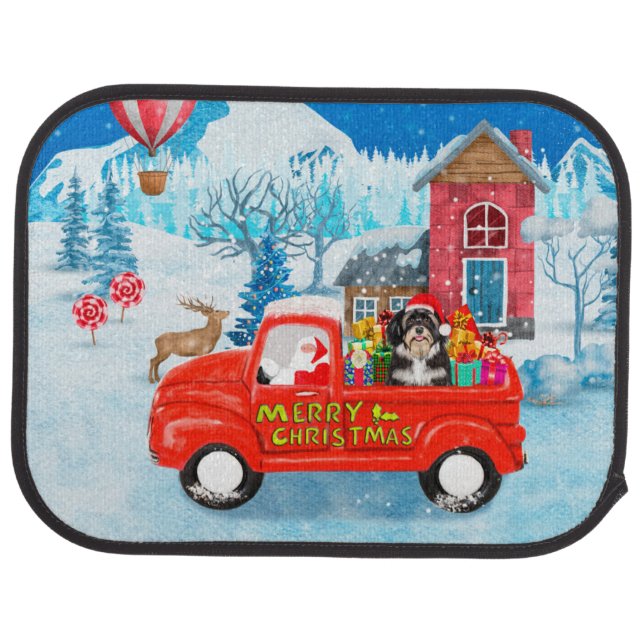 Havanese Dog Christmas Delivery Truck Snow  Car Floor Mat (Rear)