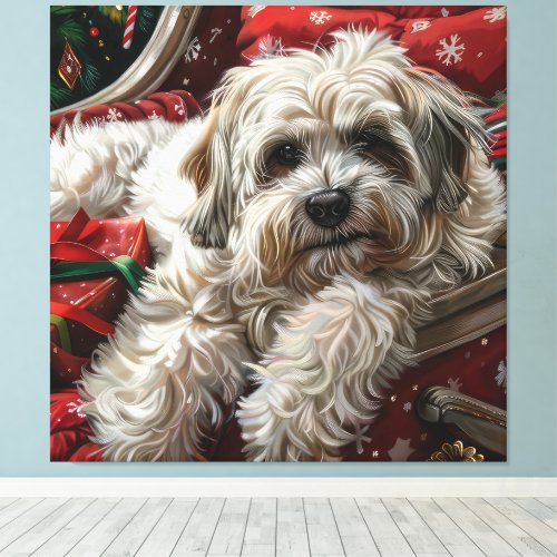 Havanese Dog Christmas Festive Canvas Print