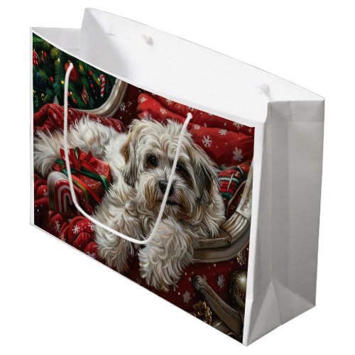 Havanese Dog Christmas Festive Large Gift Bag