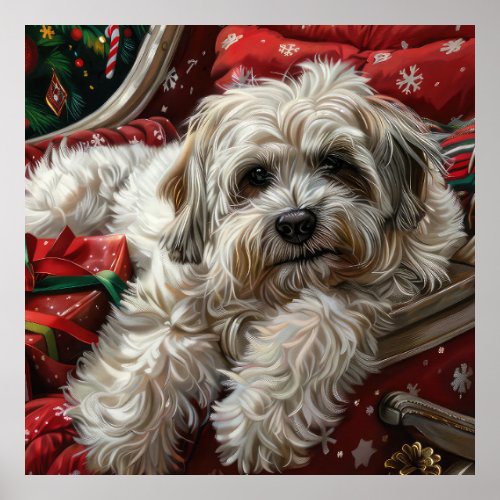 Havanese Dog Christmas Festive Poster