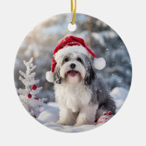 Havanese Dog Christmas Keepsake Ceramic Ornament