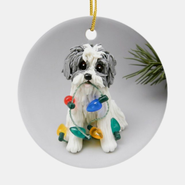 Havanese Dog Christmas Ornament (Front)