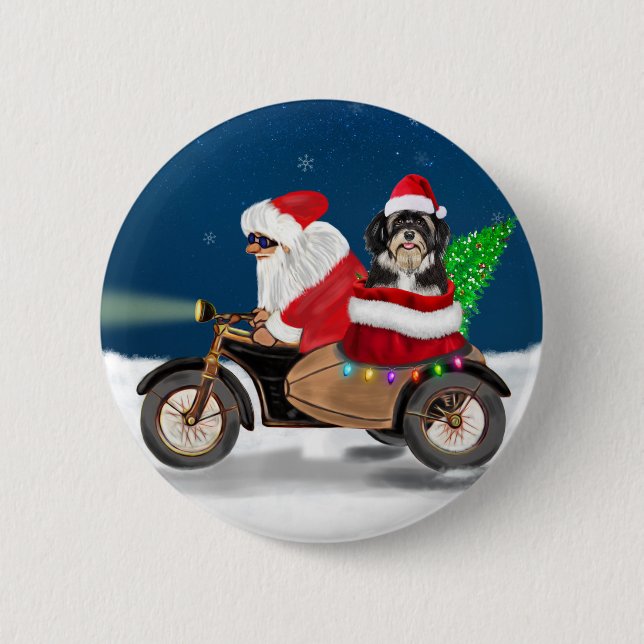 Havanese Dog Christmas Santa Claus  Button (Front)