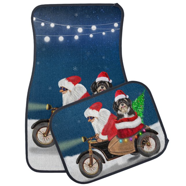 Havanese Dog Christmas Santa Claus  Car Floor Mat (Set)