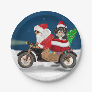 Havanese Dog Christmas Santa Claus  Paper Plates