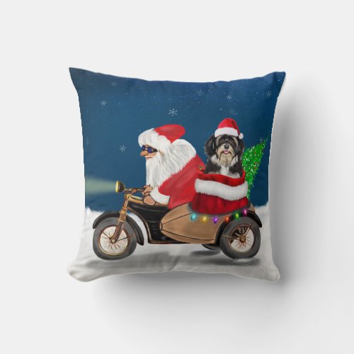 Havanese Dog Christmas Santa Claus Throw Pillow