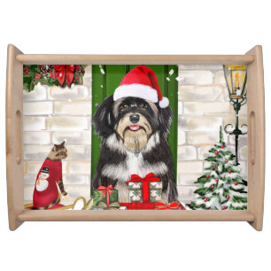 Havanese Dog Christmas   Serving Tray