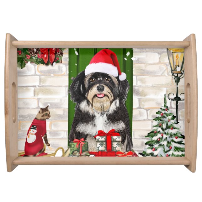 Havanese Dog Christmas   Serving Tray (Front)