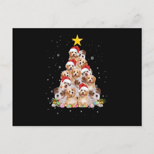 Havanese Dog Christmas Tree Santa Hat Lights Gifts Postcard