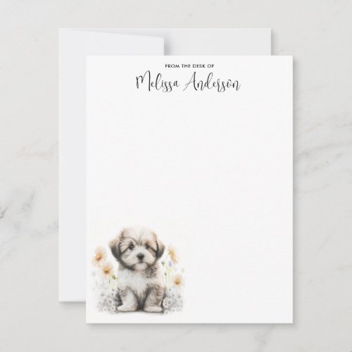 Havanese Dog Cute Puppy Personalized Watercolor Note Card