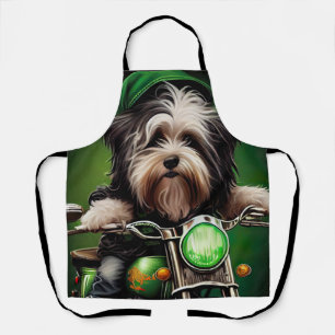 Havanese Dog Driving Bike St. Patrick's Day  Apron