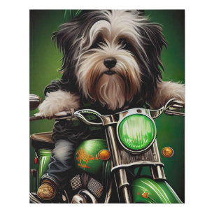 Havanese Dog Driving Bike St. Patrick's Day Faux Canvas Print