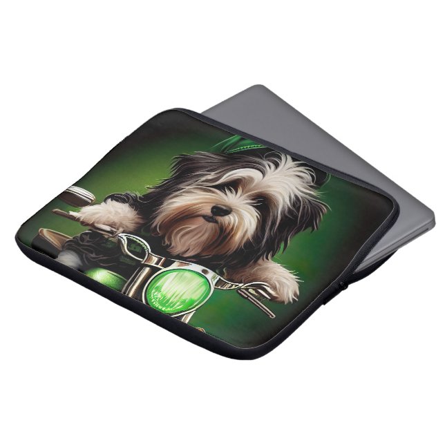 Havanese Dog Driving Bike St. Patrick's Day Laptop Sleeve (Front Top)