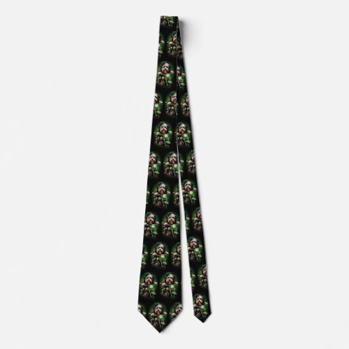 Havanese Dog Driving Bike St Patricks Day Neck Tie