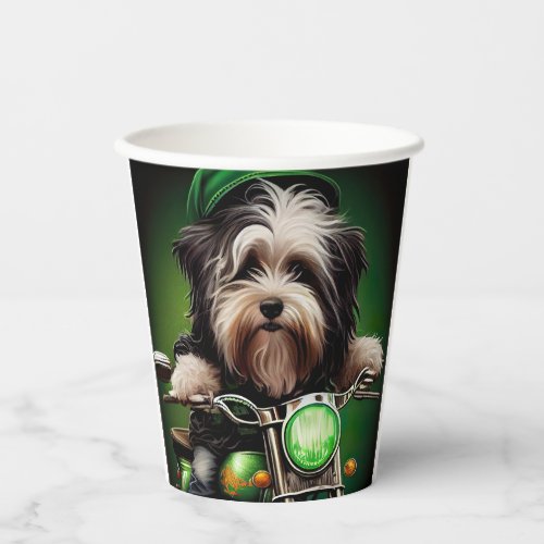 Havanese Dog Driving Bike St Patricks Day Paper Cups