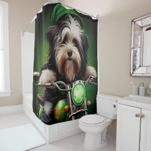 Havanese Dog Driving Bike St. Patrick's Day Shower Curtain