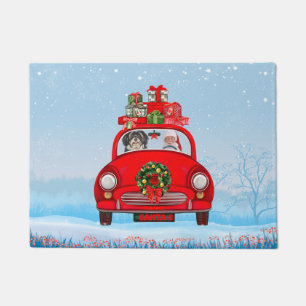 Havanese Dog In Car With Santa Claus  Doormat