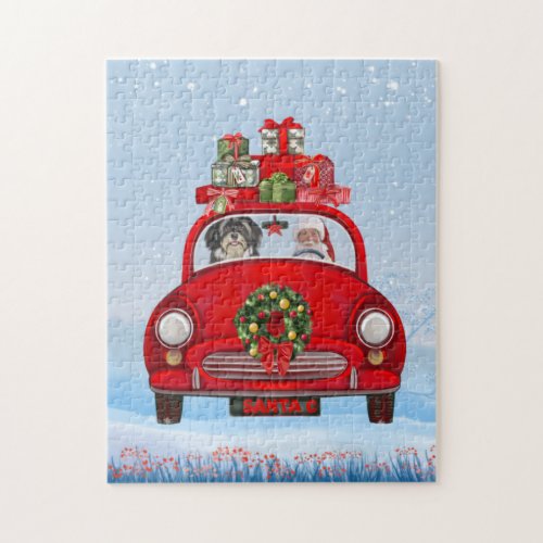 Havanese Dog In Car With Santa Claus  Jigsaw Puzzle