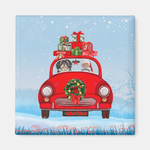 Havanese Dog In Car With Santa Claus  Magnet
