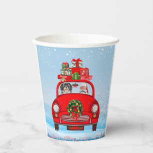 Havanese Dog In Car With Santa Claus Paper Cups