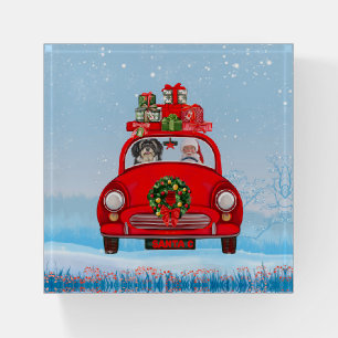 Havanese Dog In Car With Santa Claus  Paperweight