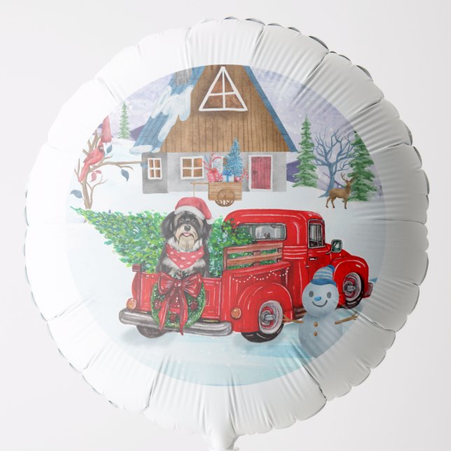 Havanese Dog In Christmas Delivery Truck Snow Balloon (Front)