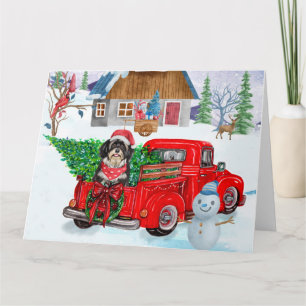 Havanese Dog In Christmas Delivery Truck Snow Card