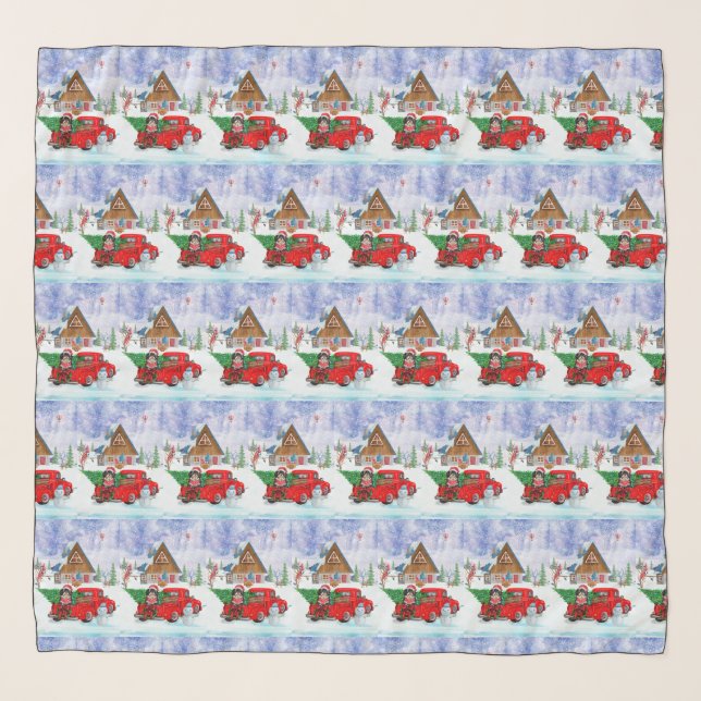 Havanese Dog In Christmas Delivery Truck Snow Scarf (Front)