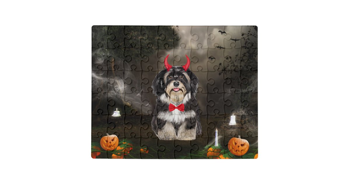 Havanese Dog in Halloween Costume Jigsaw Puzzle | Zazzle