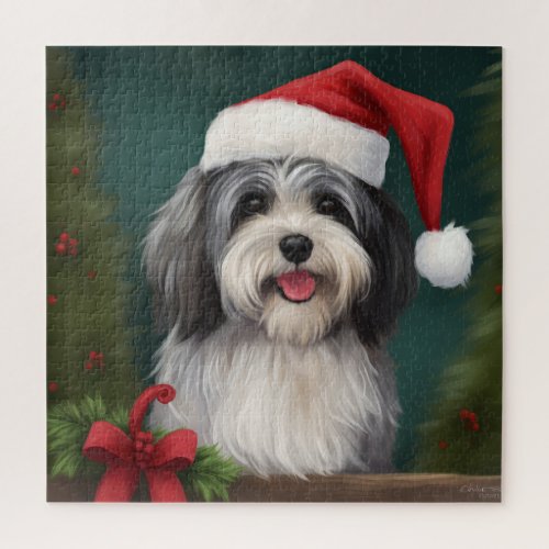 Havanese Dog in Snow Christmas Jigsaw Puzzle