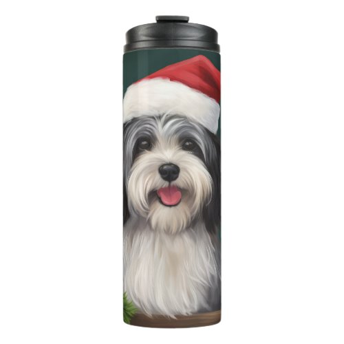 Havanese Dog in Snow Christmas Thermal Tumbler